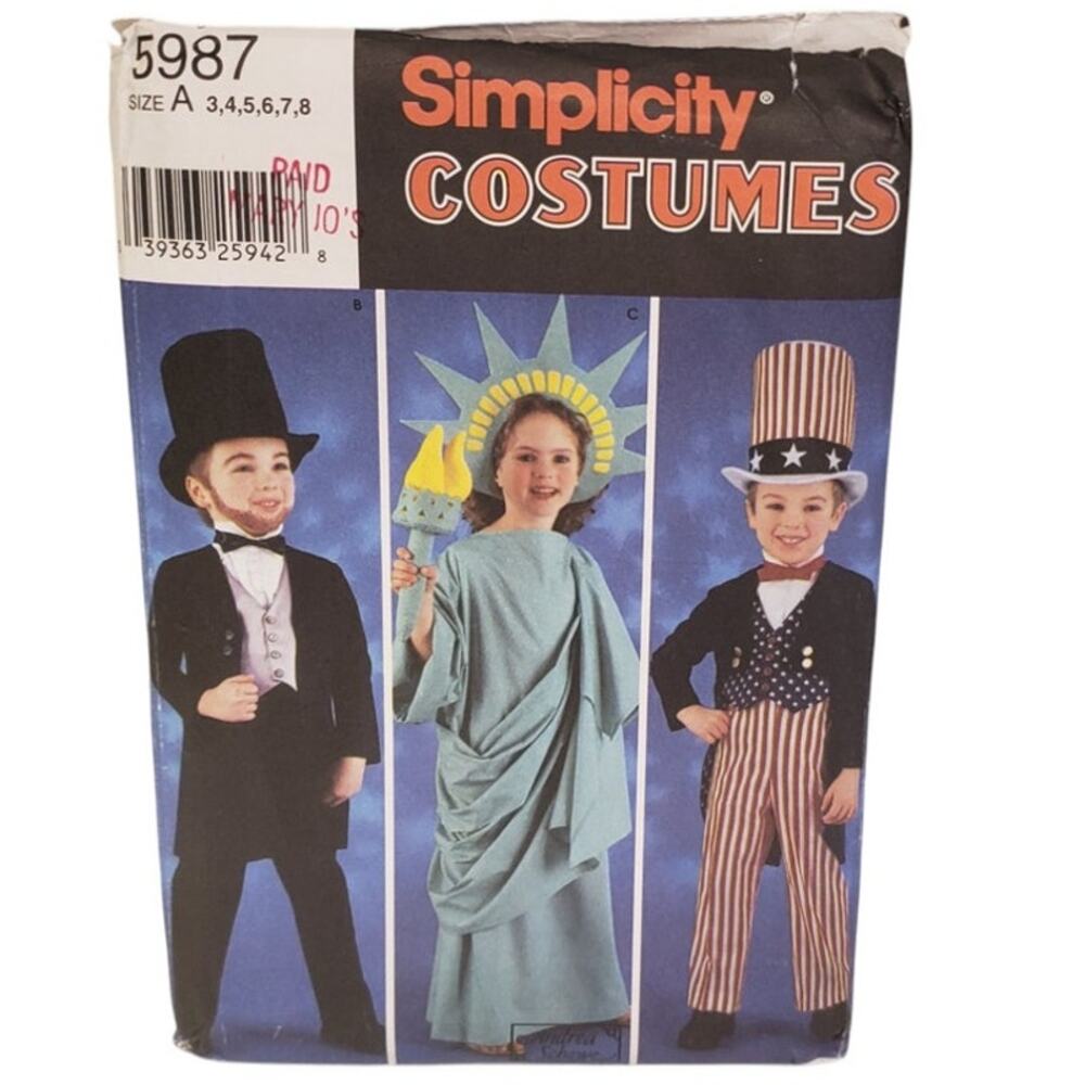 Simplicity Childrens Costumes Patriotic Statue of Liberty Kids Halloween UNCUT